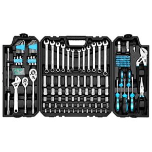 Prostormer 240-Piece Mechanics Tool Set, General Purpose Mixed Sockets and Wrenches Auto Repair Tool Kit with Plastic Storage Case