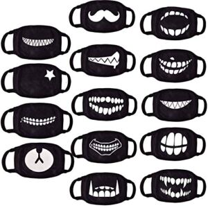 6 Pack Random Pattern Anime Unisex Blend Anti Dust Face Black for Man Woman Kids (Only fit Over 10 Years Old)