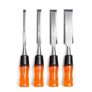 Woodworking Chisel Set, 4 Piece – Wood Hand Tools for Carving and Carpentry – Includes 4 Chisels and Carry Pouch
