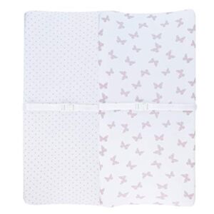 Adrienne Vittadini Bambini Jersey Cotton Change Pad Cover 2 Pack Lavendar Butterfly & Dots, Lavender