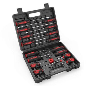 Magnetic Screwdriver Set 18 PCS, XOOL Professional Cushion Grip 9 Phillips and 7 Flat Head Tips Screwdriver Non-Slip for Repair Home Improvement Craft
