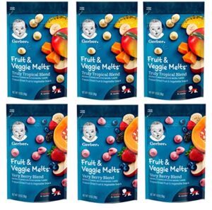 Gerber Graduates Fruit & Veggie Melts Snack Variety Pack, 3 Very Berry Blend and 3 Truly tropical Blend (Pack of 6)