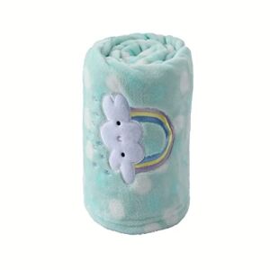 CREVENT 30″X40″ Lightweight Fuzzy Fluffy Warm Plush Baby Blanket for Infant Toddler Newborn Unisex Crib Cot Stroller – Green Rainbow Unisex
