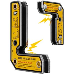 Strong Hand Tools, Angle Magnetic Square Kit, Inside/Outside Magnets, Fixed Angle, 90° (30°, 60°), Mag. Pull Force 20/33 lbs, 3″/5″ Length, Welding Square, MLDT350