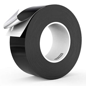 LLPT Aluminum Black Foil Tape 2 Inches x 55 Yards 3.94 Mil High Temp Heavy Duty Adhesive HVAC Sealing Hot Cold Air Duct Tape for Pipe Metal Repair (BF255)