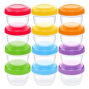 WeeSprout Baby Food Containers – Small 4 oz Containers with Lids, Leakproof & Airtight, Freezer Safe, Dishwasher Safe, Thick Food Grade Plastic, Set of 12 Baby Food Storage Containers + Color Options