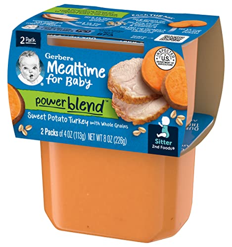 Gerber Mealtime for Baby 2nd Foods Power Blend Baby Food Tubs, Sweet Potato Turkey with Whole Grains, Pureed Baby Food, 2 – 4 Ounce Tubs/Pack (Pack of 4) | The Storepaperoomates Retail Market - Fast Affordable Shopping