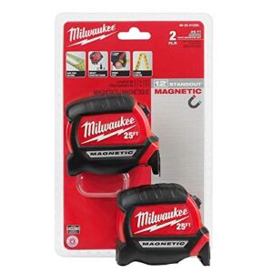 Milwaukee – 48-22-0125G – 25 ft. Magnetic Tape Measure – 2-Pack