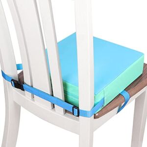 Toddler Booster Seat for Dining Table, Double Straps Washable Portable Booster Seat Dining Table, Increasing Cushion for Baby Kids (Blue)