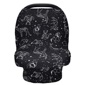 Multi-Use Carseat Canopy, Stretchy Car Seat Cover, Breastfeeding Nursing Cover (Constellation).