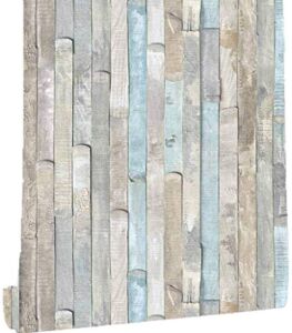 Rustic Wood Wallpaper 17.71 Inch X 118 Inch Self-Adhesive Removable Peel and Stick Wallpaper Vinyl Wood Paper for Wall Covering Cabinet Furniture