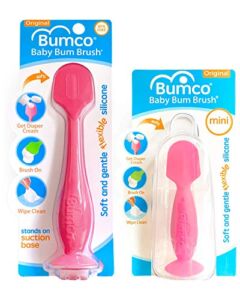 Bumco Diaper Cream Spatula + Mini Baby Bum Brush for Baby Butt Cream with Travel Case – Diaper Cream Applicator Set, Butt Spatula Baby Necessities, Diaper Cream Brush, Pink