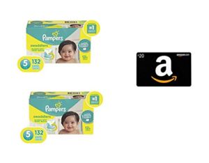 Diapers Size 5, 132 Count – Pampers Swaddlers Disposable Baby Diapers (2 qty) with Amazon.com Gift Card in a Greeting Card (Various Designs)