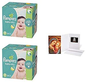 Diapers Size 2, 234 Count – Pampers Baby Dry Disposable Baby Diapers (2 Qty) with Amazon.com $20 Gift Card in a Greeting Card (Madonna with Child Design)