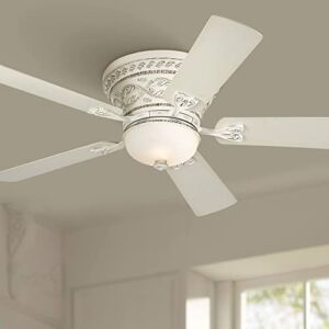 52″ Ancestry Hugger Low Profile Indoor Ceiling Fan with Light LED Dimmable Remote Control French Rubbed White Frosted Glass for Living Room Kitchen Bedroom Dining – Casa Vieja