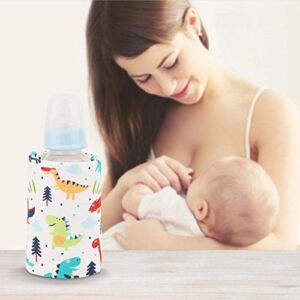 USB Baby Bottle Warmer for Breastmilk Milk Warmer for Baby Bottle Heater,Portable Travel Milk Heater Cover Mobile Bottle Warmer for Baby Milk Used in Home, Outside (inosaur-Pattern)