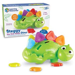 Learning Resources Steggy the Fine Motor Dino – 11 Pieces, Ages 18+ months Toddler Learning Toys, Fine Motor and Sensory Toy, Toddler Montessori Toys, Dino Toys, Preschool Toys