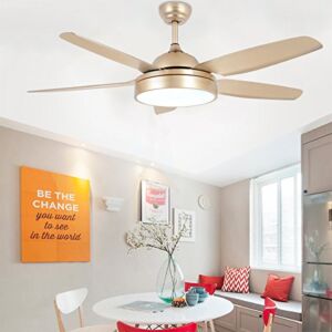 Morpholife Gold Ceiling Fan With Light, Champagne Chandelier Fan, Copper Electrical Fan With 5 Abs Blades For Indoor Room, Bedroom (Golden Finish)