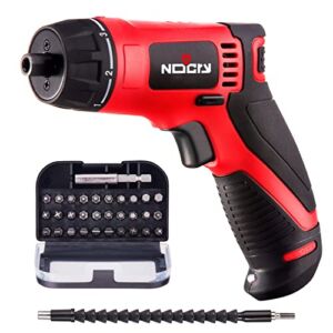 NoCry Cordless Electric Screwdriver with 10 Nm Torque, Adjustable Power, Rechargeable Battery, Built-in LED light and a 31 Screw Bits Set for Mini DIY Projects