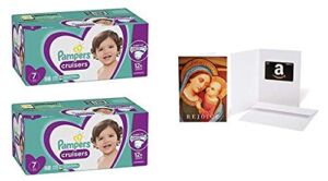 Diapers Size 7, 88 Count – Pampers Cruisers Disposable Baby Diapers (2 Qty) (Packaging May Vary) with Amazon.com $20 Gift Card in a Greeting Card (Madonna with Child Design)