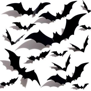 Halloween 3D Bats Decoration Plastic Bat Wall Stickers for Home Window Decor Party Supplies (60PCS)
