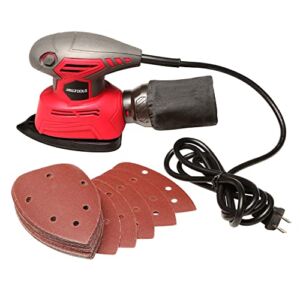 Great Working Tools Detail Sander Palm Sander with Dust Collection Bag & 27 pcs Sandpaper, 1.1 Amp 14,000 OPM