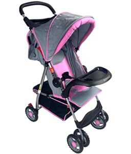 AmorosO Single Stroller – Baby Stroller with Four Wheels – Lightweight Stroller – Convertible Stroller with Extra Storage Space – Foldable Stroller with Sun Protection Hood Cover
