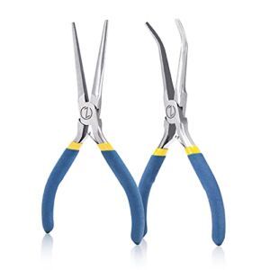 6″ Mini Needle Nose Pliers with Comfort Grip Handles,2 Pliers Set for Handmade Craft