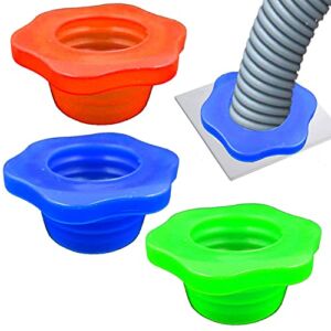 3 Pack Blue Flower Shape Drain Pipe Hose Deodorant Silicone Plug Sewer Seal Ring for Washing Machine Laundry Room Bathroom Bathtub (2.36” x 1.50”)