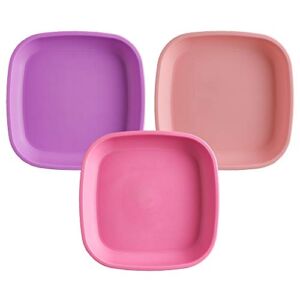 Re Play Made in USA Deep Walled Flat Plates | Made from Eco Friendly Heavyweight Recycled Plastic | Dishwasher & Microwave Safe | BPA Free | Purple, Bright Pink & Blush | Princess (3pk)