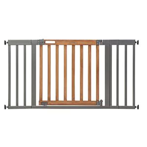 Summer West End Safety Baby Gate, Honey Oak Stained Wood with Slate Metal Frame – 30” Tall, Fits Openings up to 36” to 60” Wide, Baby and Pet Gate for Wide Spaces and Open Floor Plans