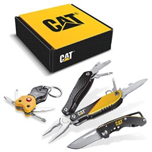 Cat 3 Piece 12-in-1 Multi-Tool, Knife, and Multi-Tool Key Chain Gift Box Set – 240192 , Yellow