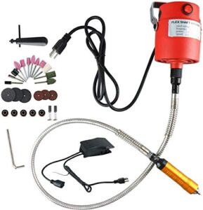 1/4″HP Electric Flex Shaft Hanging Grinder,23000 RPM Rotary Tool, 560W Power Flexible Carving Tools Kit, Seperate Motor Switch Knob Control, Foot Pedal Control Metal Flexible Shaft (560W)