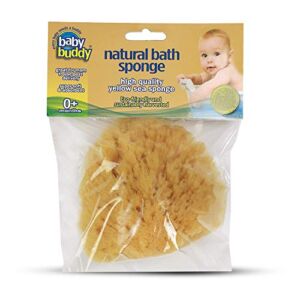 Baby Buddy Baby Bath 4” Yellow Sea Sponge, Absorbent Natural Sea Sponge, Soft on Tender Skin, Biodegradable, Hypoallergenic, Bath Accessories for Baby, Natural Sea Sponges for Bathing, 1 Pack