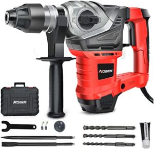 AOBEN 1-1/4 Inch SDS-Plus Rotary Hammer Drill with Vibration Control and Safety Clutch,13 Amp Heavy Duty Demolition Hammer for Concrete-Including 3 Drill Bits,Flat Chisels, Point Chisels.