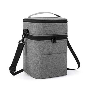 Luxja Double-Layer Breastmilk Cooler Bag (Fits 4 Bottles, Up to 9 Ounce), Breastmilk Cooler for Breastmilk Bottles and Accessories (Bag Only), Gray