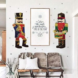 ufengke Christmas Nutcrackers Wall Stickers Snowflakes Window Wall Decals for Shop Home Decor Merry Christmas Decorations