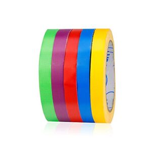 5- Pack TSAUTO Super Bright Colorful Duct Tape Multi Pack for Kids Crafts – Decorative Duct Tape Designs Bulk/Neon Gaffer Color Tape, Fixed Tape, 60ft per roll (0.5 in x 60 ft)