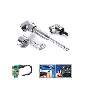 105 Degree Right Angle Driver Angle Extension Power Screwdriver Drill Attachment with 1/4 Drive 6mm Hex Bit Magnetic Drill Bit Socket Angled Bit Power Drill Tool and Soft Shaft (1 set)