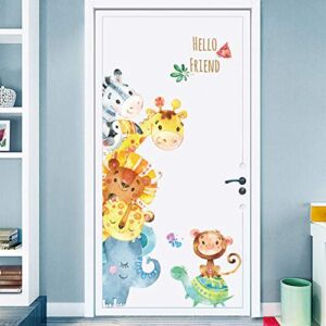 Cartoon Animals Wall Stickers DIY Children Mural Decals for Nursery Kids Baby Room Decor Bedroom Wardrobe Classroom Door Decoration (Animal)