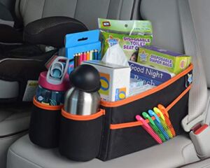 Mighty Clean Car Storage Organizer – Use in The Trunk, or Front or Back Seat with 8 Side Pockets + 1 Zippered Pouch + 2 mesh Pouches + 2 Cup Holders for Toys, Books, Drinks, Tissues, Diapers & More