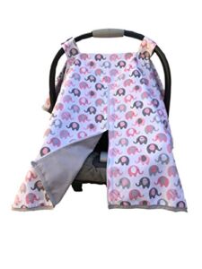 effe bebe Vera Elephant 100% Breathable Cotton Baby Car Seat Cover (Petal Grey)
