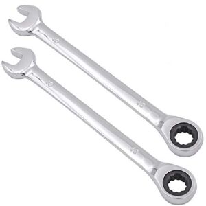 2 PCS 10mm 12PT Ratchet Wrench, KINJOEK Metric Ratcheting Wrench Set with 5° Movement and 72 Teeth for Projects with Tight Space