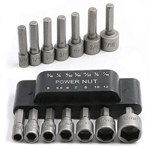 14Pcs Power Nut Driver Drill Bit Set, 1/4” Hex Socket Adapter Bolt Drivers Repairing Tool Kit, Suitable For Quicker Change Chuck, Electric Screwdriver, Hand Drill, Pneumatic Drill, Lithium Drill