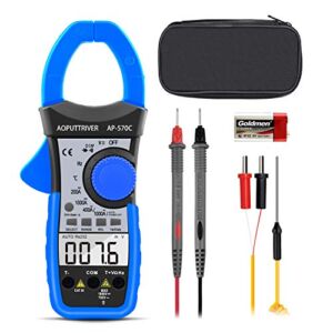 Digital Clamp Meter dc amp Meter AOPUTTRIVER AP-570C 4000 Counts Auto-ranging Multimeter with Amp,Volt,Ohm,Capacitance,Diode,Frequency,Continuity Buzzer,Temperature with Backlight