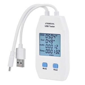 (UT658 Dual) USB Detector Digital Voltmeter Ammeter Power Capacity Voltage Current Meter Used to Inspect USB Chargers, Portable Power Sources