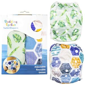 Budding Sprout Baby Swim Diapers (Set of Two) – Universal Size From N to 5. Quick Dry and Super Soft Gentle inside Mesh.