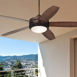 60″ Casa Province Modern Rustic Indoor Outdoor Ceiling Fan with Light LED Remote Control Oil Brushed Bronze Reversible Dark Walnut Maple Blade Damp Rated for Patio Exterior House Porch – Casa Vieja