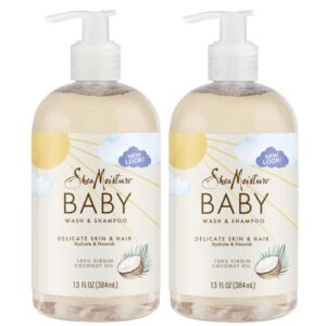 Shea Moisture Baby Essentials, 100% Virgin Coconut Oil Baby Body Wash & Shampoo, Skin Care for Newborn Baby and Kids, Pack of 2-13 Fl Oz