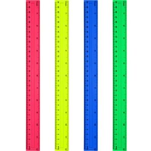 4 Packs Plastic Straight Rulers Plastic Rule Measuring Tool for Student School Office (12 Inch, Colorful)